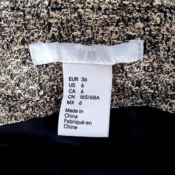 New H&M Gold Sparkly Black Metallic Pencil Skirt Pockets S / 3 / 4 / 6 Waist 28" - Picture 5 of 7